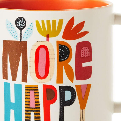 Taza More Happy Diseño Con Flores Multicolor