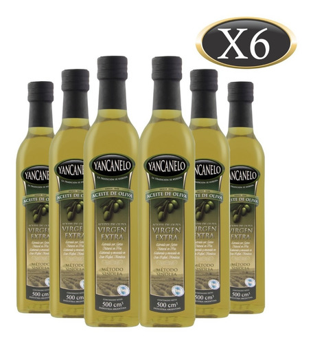 Imagen 1 de 9 de Aceite De Oliva Extra Virgen Yancanelo Botella 500 Ml X 6 U
