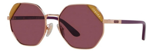 Anteojos De Sol Vogue Solar Vo4268s 55, Diseño Geométrico Con Marco De Metal Color Pink/gold, Lente Pink/gold De Policarbonato Degradada, Varilla Pink Gold