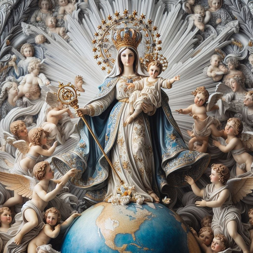 Obra Arte Digital Virgen María Auxiliadora V3 50x50 Única
