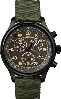 Timex | Hombre | Tw4b12300 | Expedition | El Cronógrafo Color Del Fondo Verde Oliva Color De La Correa Verde Oscuro Color Del Bisel Negro