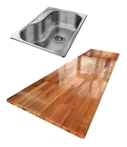 Mesada 120x60 Madera Eucalipto Laqueada +  Luxor 71 Johnson