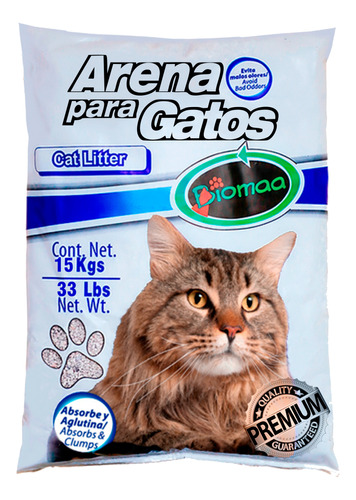 Arena Para Gatos Premium 15kg Biomaa (5 Bolsas De 3kg C/u)