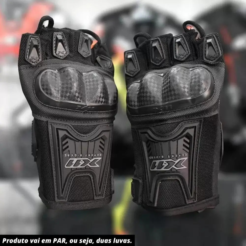 Luva Meio Dedo X11 Blackout 2 Motociclista Tamanho M Proteção Preto
