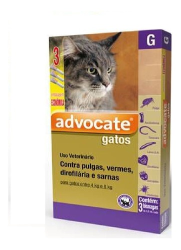 Anti Pulgas Advocate Gatos 4kg A 8kg C/ 3 Un Bayer  - Full