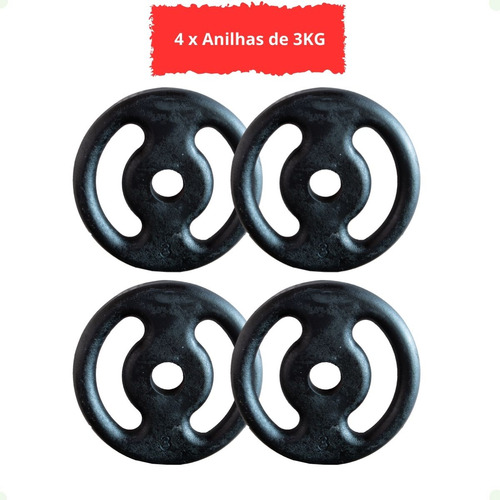 Kit Com 14 Anilhas De Ferro Fundido - 60 Kg