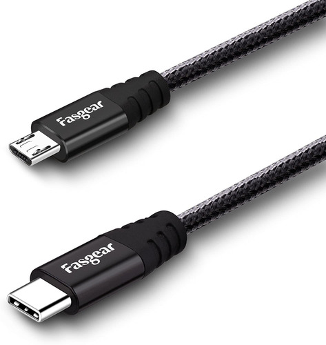 Cable De Carga Usb-c A Micro Usb | Negro / Nylon Trenzado