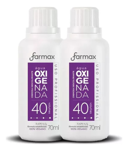 2 Água Oxigenada Cremosa Descolorante Farmax 70ml 40 Volumes