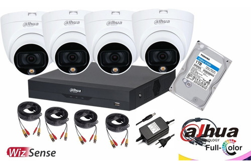 Cctv Kit Pro Dahua 4 Cam 5mp Full Color C/mic Wizsense 1tb