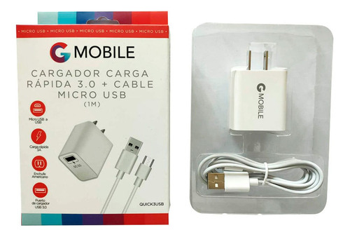 Cargador G Mobile Cable Microusb A Usb 1m Carga Rápida 3.0