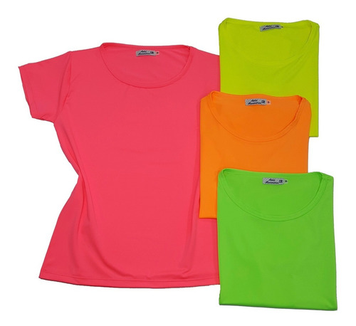 Kit Atacado 3 T-shirt Camiseta Blusinha Moda Feminina Neon