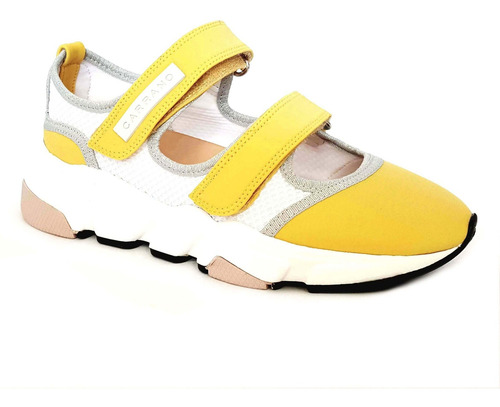 Imagem 2 de 4 de Tênis Carrano Chunky Sportiv Strech Colmeia Velcro Melon Fem