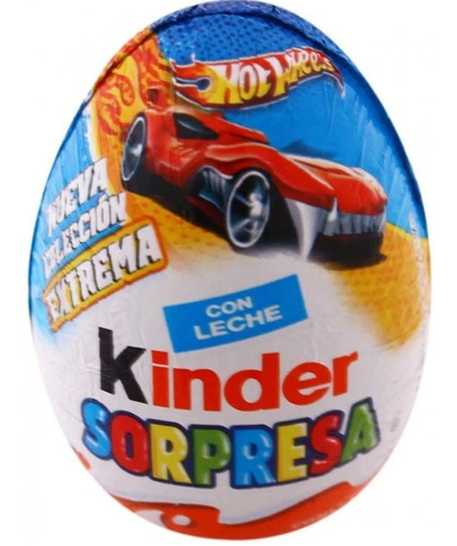 Caja Chocolate Huevo Kinder Sorpresa Hot Wheels T8 12c/8p