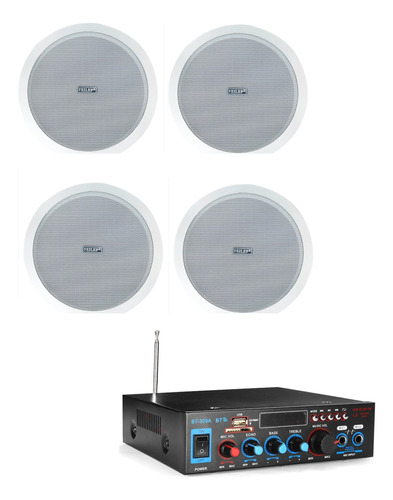 Kit De Sonido Ambiental Amplificador + 4 Parlantes De Techo