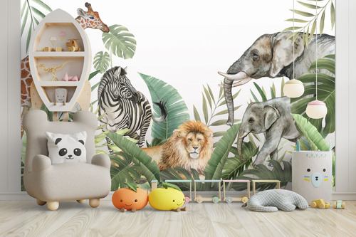 Papel Tapiz Europeo Wallpaper Tropical Wild Animals 