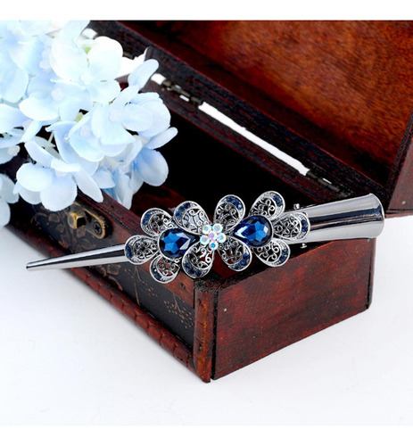 2x Pinzas Para El Pelo De Cocodrilo Con Flores De Diamantes