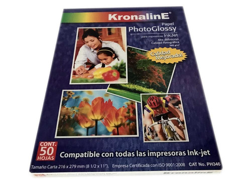 Imagen 1 de 4 de Papel Fotografico Kronaline Ph346 Brillante Carta 50h 260g