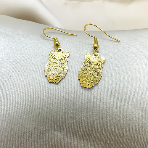 Aros Buho Lechuza Oro 18k Macizo