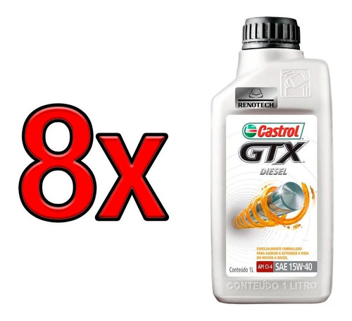 Oleo Castrol 15w40 Ci-4 Gtx Diesel Mineral 8x 3394863