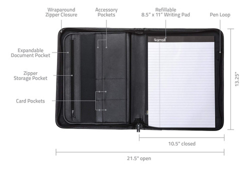 Padfolio Profesional Con Cierre Seguro Funda Para Tableta