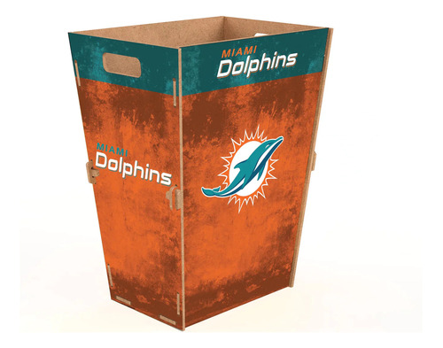 Bote Madera Trash Bin Fútbol Americano Nfl Dolphins