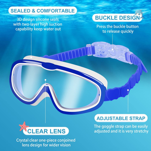 2 Pcs Gafas De Natación Para Niños, Lentes De Natación Con