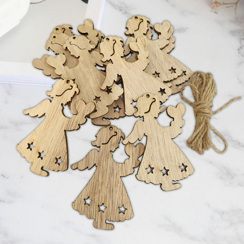 4 Paquete De 2-6 10x Rebanadas De Madera Navideñas Ángel
