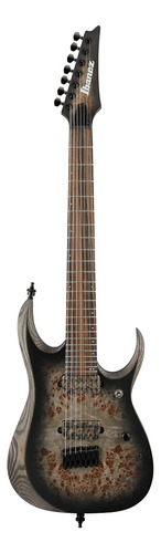 Guitarra Ibanez RGD71Alpa Charcoal Burst de 7 cuerdas, color marrón