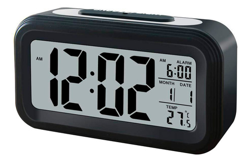 Reloj Despertador Sensor Luz Lcd Digital Alarma Temperatura