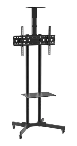 Suporte Rack Tv Stand Com Rodas E Prateleiras 32 A 75 Preto