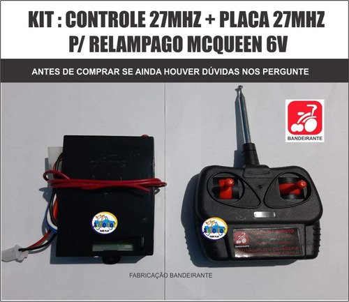 Relampago Mcqueen 8437 Bandeirante - Controle + Placa 27mhz 