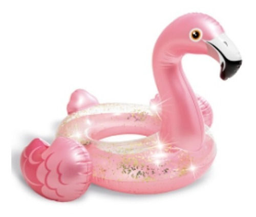 Inflable Acuático Flamingo Rosa Con Glitter Diamantina