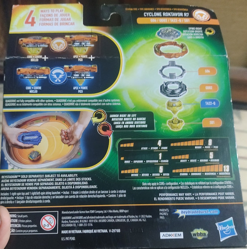 Juego De Lanzador De Cuerdas Beyblade Burst Quaddrive Cyclon Azul (Usado)