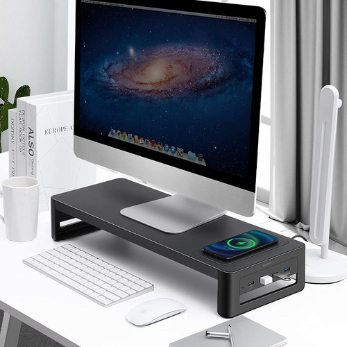 Soporte Para Monitor Con Cargador Inalámbrico Usb