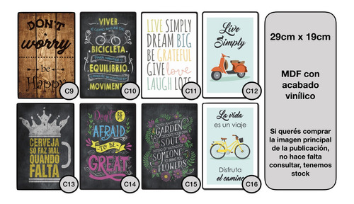 Imagen 5 de 6 de Carteles Decorativos Chapa De Madera - Don't Worry Be Happy