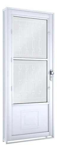 Porta De Aço Postigo 215x90cm Com Grade Mosaico E Vidro Wt