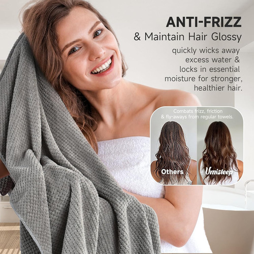 Toalla De Pelo De Microfibra Extra Grande Para Mujer, Cabell