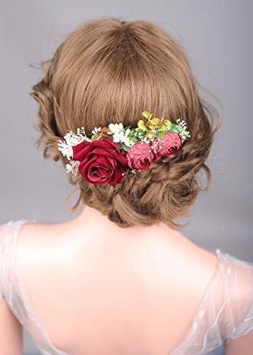 Peineta Denifery Floral Crown Con Forma De Flor De Rosa Roja