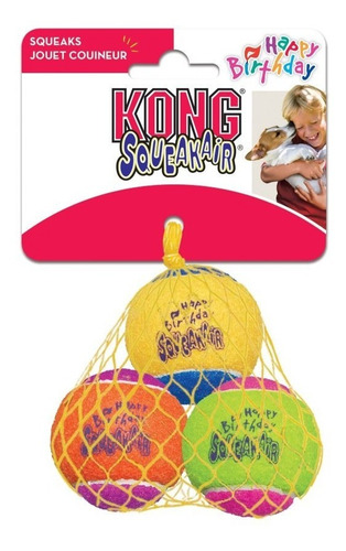 Imagen 3 de 7 de Juguete Para Perro Pelota Birthday Kong Sonido Pack3 Talla M