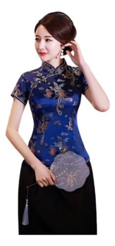 Top Ajustado Cheongsam De Estilo Chino