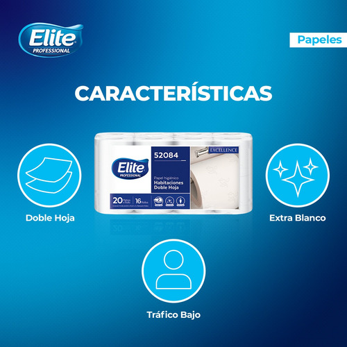 Imagen 3 de 7 de 1 Paquete De 16 Rollos Papel Higiénico Elite Professional 20