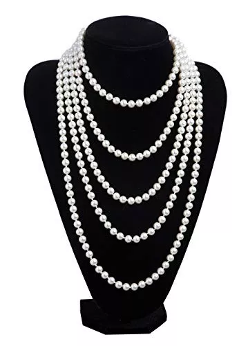  Zivyes Faux Pearl Necklace Long Pearl Necklaces 1920s