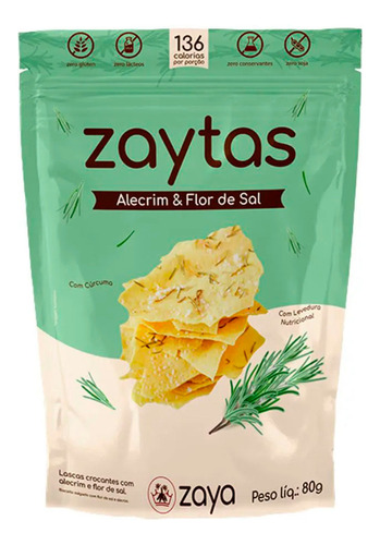 Biscoito Zaytas Alecrim E Flor De Sal Sem Glúten Zaya 80g