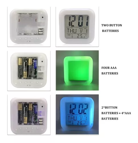 Reloj Despertador Digital Cubo Alarma Temperatura Colores