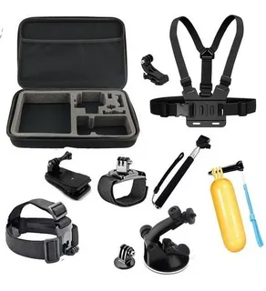 Kit Gopro Hero Case Ventosa Peito Cabeça Boia Garra Bastão