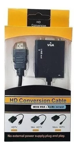 Cable Adaptador Hdmi A Vga Y Audio 3.5
