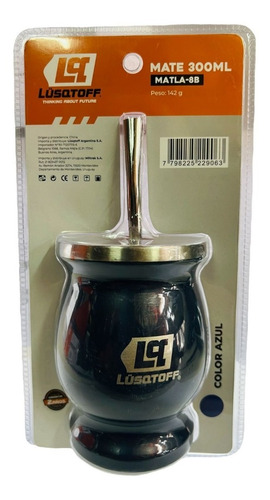 Imagen 3 de 6 de Mate De Acero Inoxidable 300 Ml Lusqtoff Azul Con Bombilla