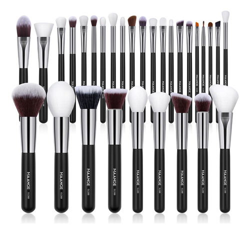 Brochas De Maquillaje Kit 30 Pcs Para Maquillaje Profesional Color Negro