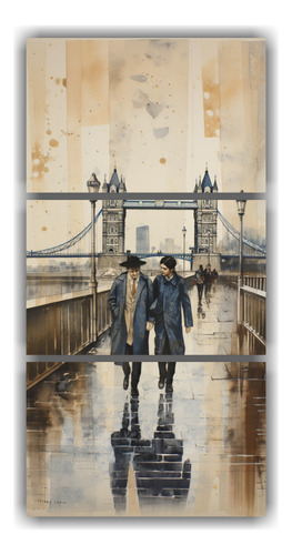 30x60cm Cuadro Decorativo: Pareja Caminando En Londres