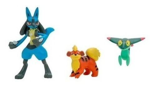 Figuras Pokemon 3 Muñecos - Growlithe, Dreepy Y Lucario